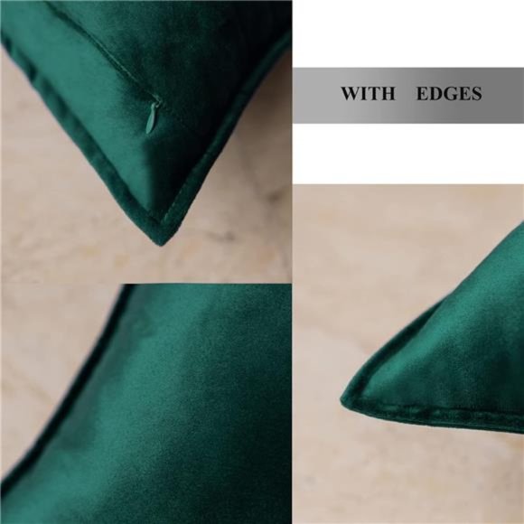 Emerald Green | Throw Pillow Covers | 18x18 Inch | Pack of 2 Soft Decorative - Picture 2 of 6